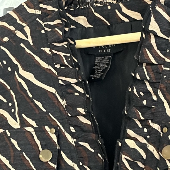 Silkland 100% Silk Animal Print Ruffle Edge Jacket MP - Picture 7 of 11